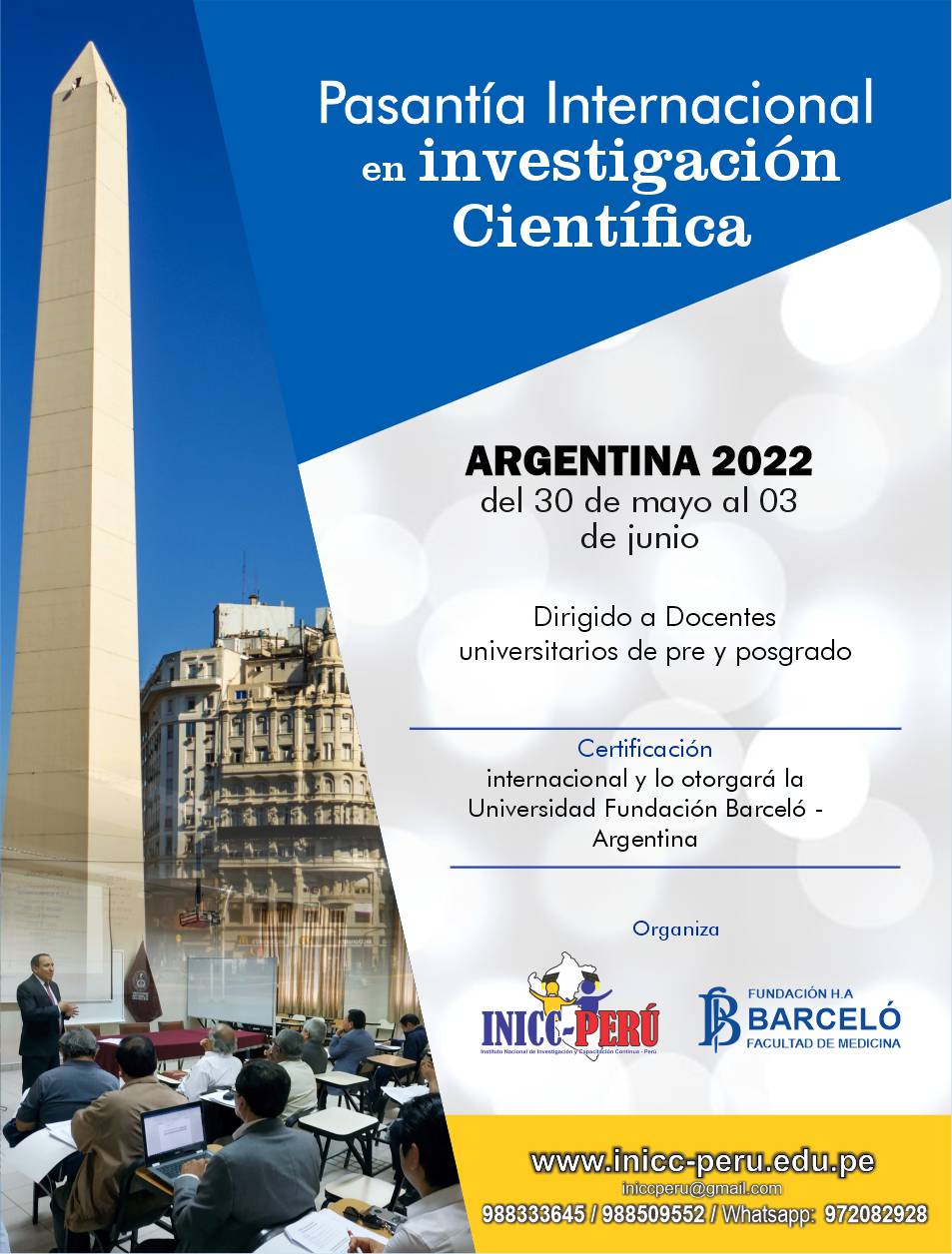 Pasantía Internacional en investigación Científica ARGENTINA 2022